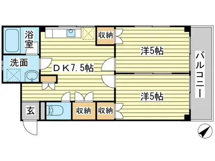 リーフ長池(2DK/3階)の間取り写真