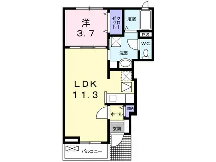 ミューズB(1LDK/1階)の間取り写真