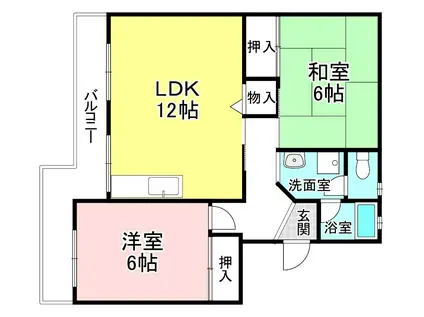 辻ハイツII(2LDK/4階)の間取り写真