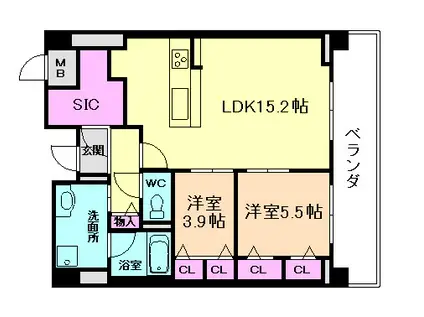 REFISIA箕面船場(2LDK/6階)の間取り写真