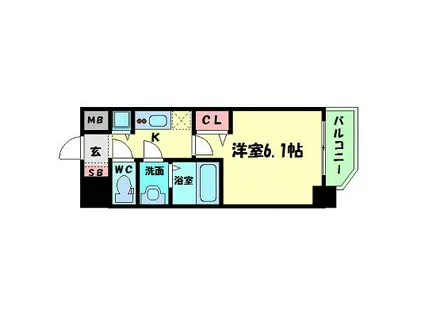 アクアプレイス天王寺II(1K/11階)の間取り写真