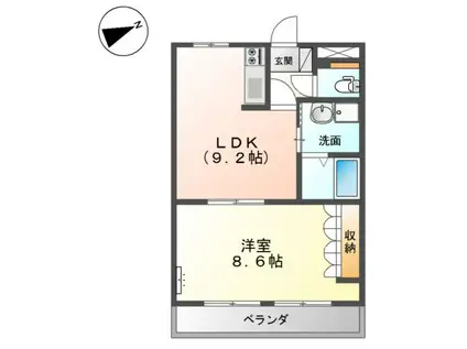 グランドハイム福田(1LDK/2階)の間取り写真