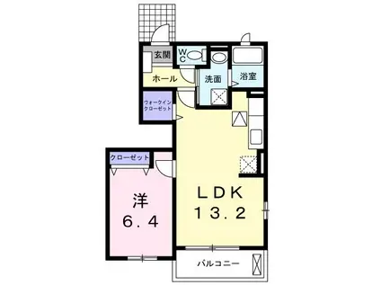 ブルーラグーン I(1LDK/1階)の間取り写真