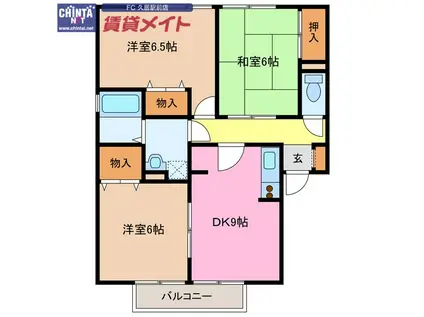 ヴェルドミールC(3DK/2階)の間取り写真