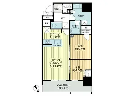 ザ・サーパスタワー新潟万代シテイ(2LDK/16階)の間取り写真
