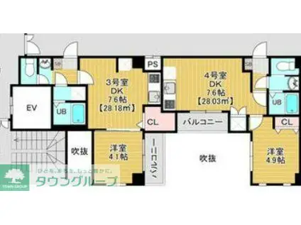 ステイビルII(1DK/6階)の間取り写真