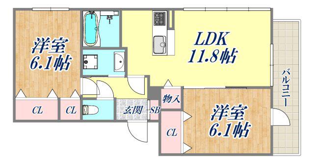 LA MAISON塚口(2LDK/3階)の間取り写真