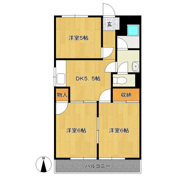黄金マンション(3DK/3階)の間取り写真