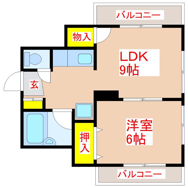 ケントハウス(1LDK/2階)の間取り写真