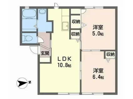 フォーレス余部(2LDK/1階)の間取り写真