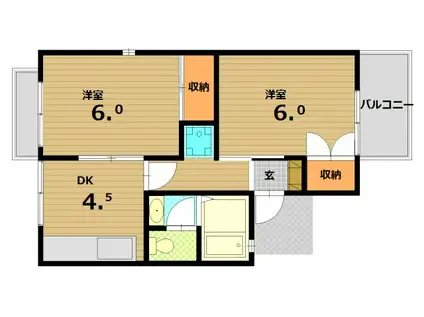 トラスト神戸(2DK/2階)の間取り写真