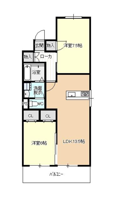 高杉ハイツ丹羽(2LDK/4階)の間取り写真