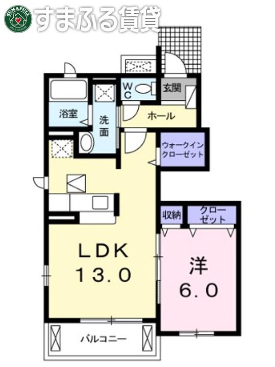 プレミアシャープ(1LDK/1階)の間取り写真