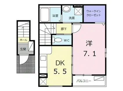リホープ(1DK/2階)の間取り写真