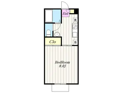 GRACECOURT海老名(1K/1階)の間取り写真