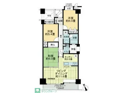 ライオンズガーデン武蔵関公園弐番館(3LDK/3階)の間取り写真