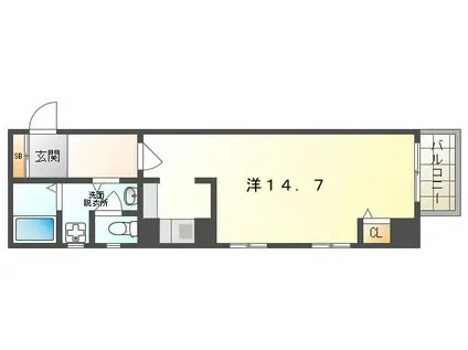 山一守口壱番館(ワンルーム/4階)の間取り写真