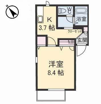 ディアス貴船A棟(1K/1階)の間取り写真