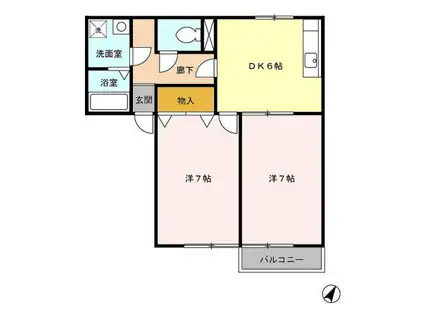 セジュール杉本AB(2DK/1階)の間取り写真