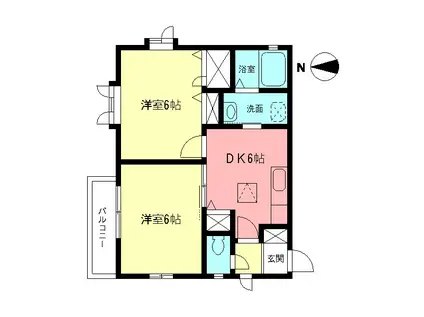 サンフラワーB(2DK/2階)の間取り写真