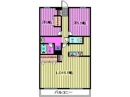 PARK TERRACE 浦和(2LDK/1階)の間取り写真