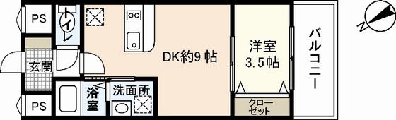 LION鶴見(ワンルーム/1階)の間取り写真