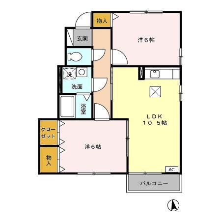 メルシー寿・幸 C・D D(2LDK/1階)の間取り写真