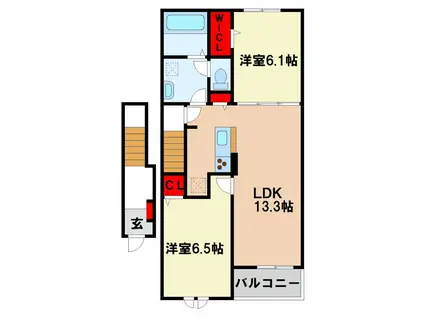 ニューライズ・M(2LDK/2階)の間取り写真
