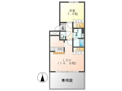 PERSIMMON(1LDK/1階)の間取り写真