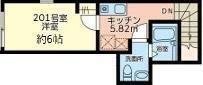 ビショップホーム(1K/2階)の間取り写真