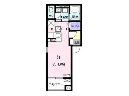 ヴェルデュール・グレイス(1K/2階)の間取り写真