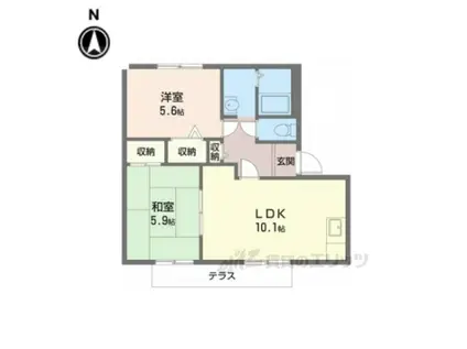 ローレル2(2LDK/1階)の間取り写真