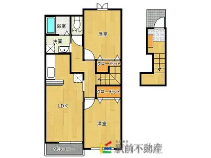 ウエストヒルズ05B(2LDK/2階)の間取り写真