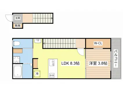 レガート(1LDK/2階)の間取り写真