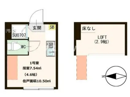 ハーモニーテラス西尾久III(ワンルーム/1階)の間取り写真