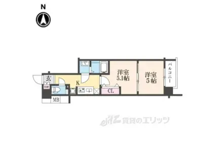 エステムコート京都二条(2K/5階)の間取り写真