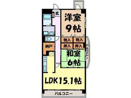 イースト・リバージュ(2LDK/5階)の間取り写真