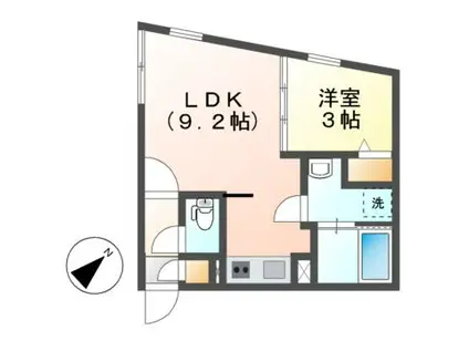 クアドール車道(1LDK/3階)の間取り写真