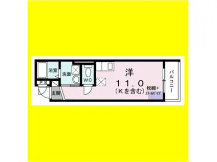 AURORA(ワンルーム/1階)の間取り写真