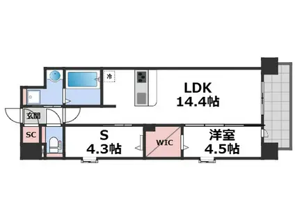 DRAW上本町(1SLDK/8階)の間取り写真