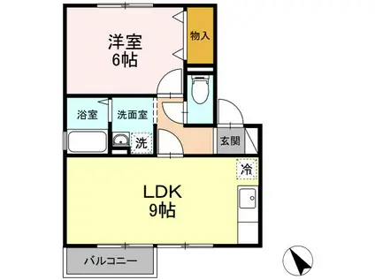 グランディール南光台(1LDK/2階)の間取り写真