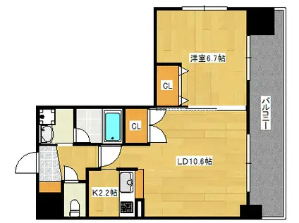 サムティレジデンス平和大通(1LDK/6階)の間取り写真