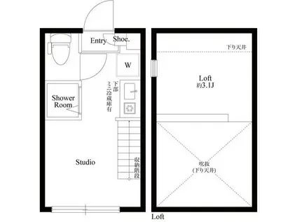 ハーモニーテラス上高井戸IV(ワンルーム/2階)の間取り写真