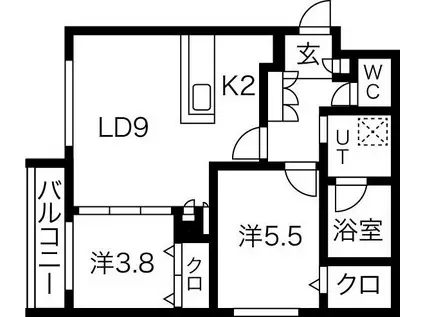 ONE-KIKUSUI(2LDK/1階)の間取り写真