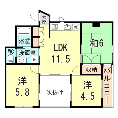 スペーシア高羽(3LDK/3階)の間取り写真