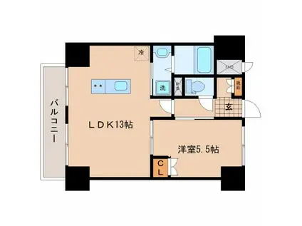 LUANA・AIR・RESIDENCE長町(1LDK/3階)の間取り写真