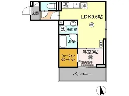 D-ROOM西町(1LDK/3階)の間取り写真