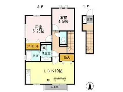 DEPATUREA棟(2LDK/2階)の間取り写真