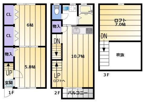 BULL HOUSE(2SLDK/1階)の間取り写真