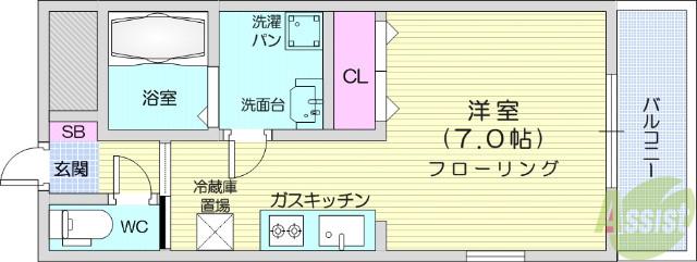 ガーデンハイツⅡ(ワンルーム/3階)の間取り写真